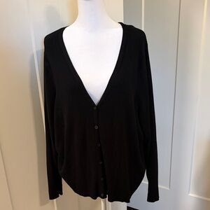 Old Navy Womens Black Ribbed V-Neck Button-Up Sweater Size 4X Staple Piece
